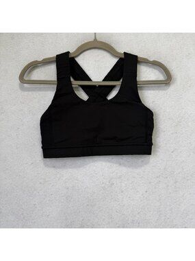 Lululemon Sports Bra Womens 6 Black Crossback Hook & Eye Yoga Athletic Top